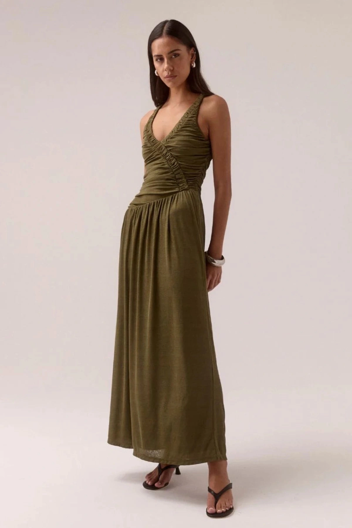 Rua Dress Olive Sleek Draping