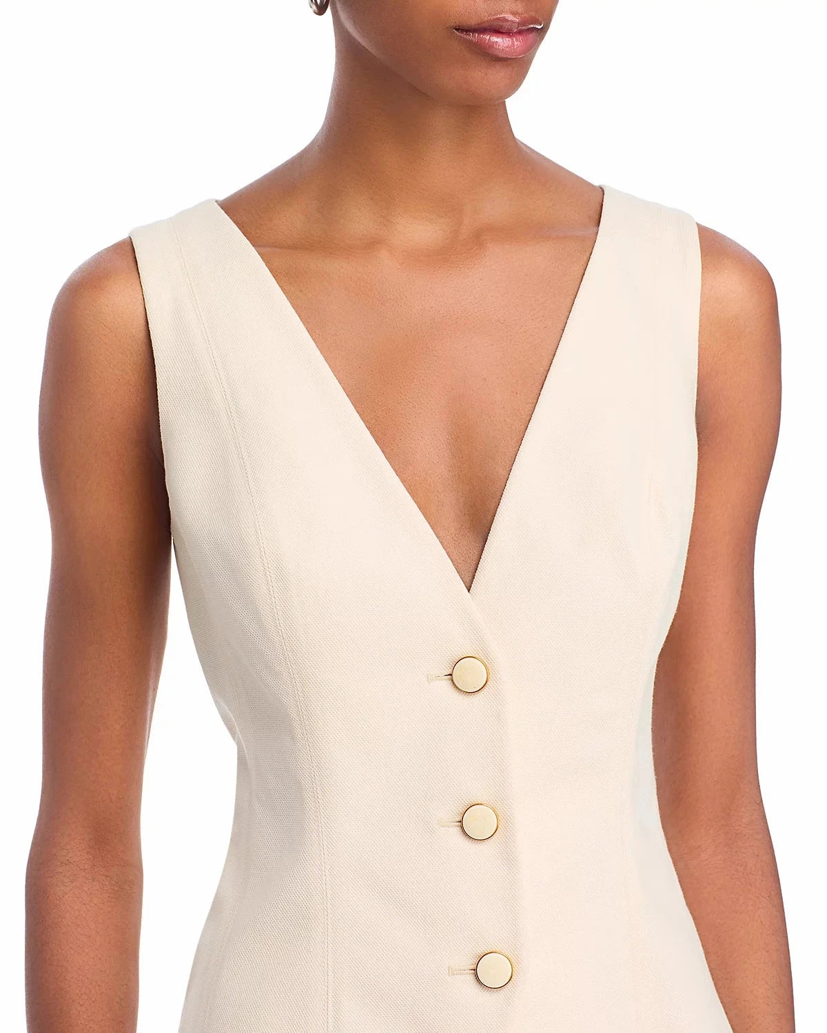 Avalina Vest Ecru Wrinkle Resistant Adjustable Hemline