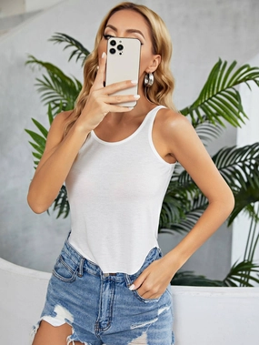 BREATHABLE SLEEVELESS TANK BLOUSE_CWTTK0495 Tear Resistant Fiber Blend