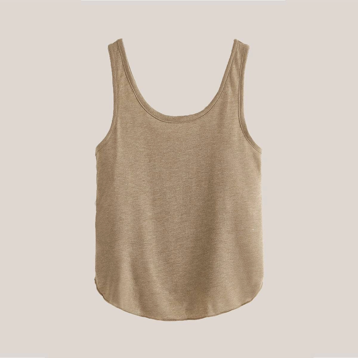 Layered Sleeve RibbedTrim BREATHABLE SLEEVELESS TANK BLOUSE_CWTTK0495