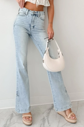 Brooke Tummy Control Bootcut Judy Blue Jeans (Light) WrinkleResistantMaterial