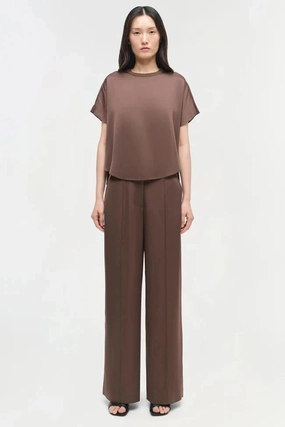 Anti Pilling Treatment Kyra Satin Wide Leg Pant Cocoa
