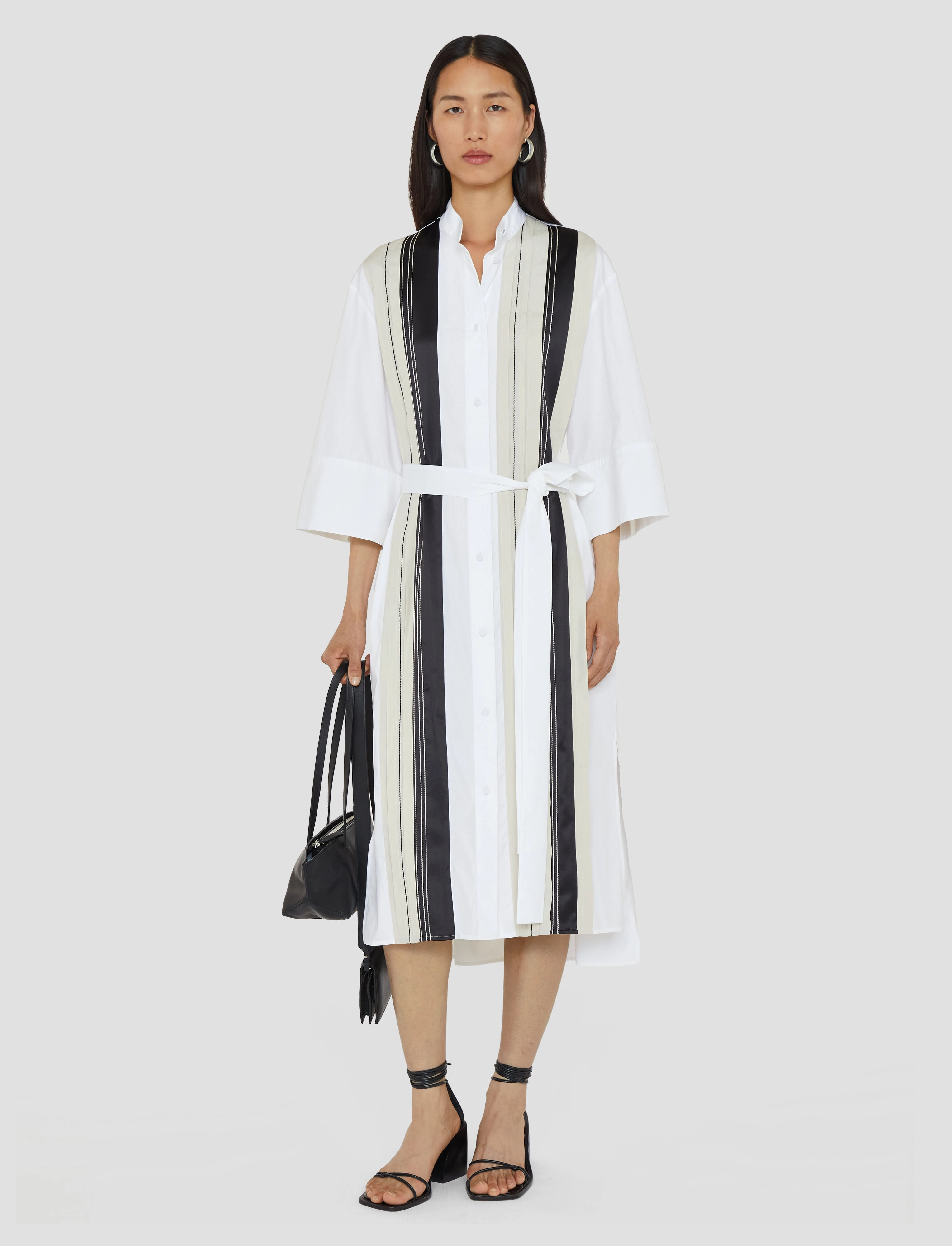 Tailored Waistband Mederic Poplin Colour Block Dress
