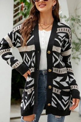 Summer Wardrobe WOMEN BOHEMIAN WESTERN AZTEC PATTERN CARDIGAN