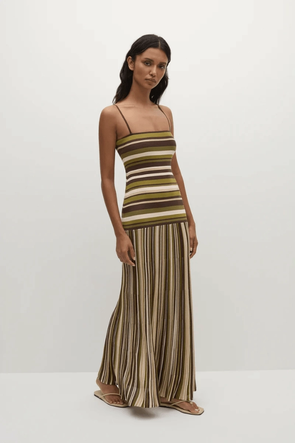 Smart Casual All Inclusive Essenia Knit Dress Espresso Pine Stripe