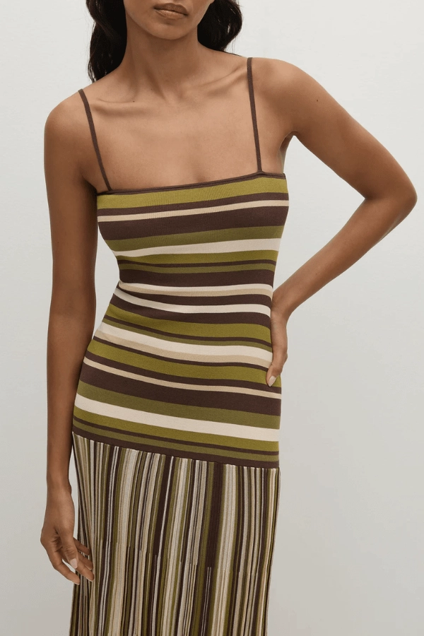 Neutral Form Essenia Knit Dress Espresso Pine Stripe