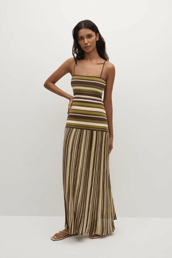 Stylish Mood Essenia Knit Dress Espresso Pine Stripe