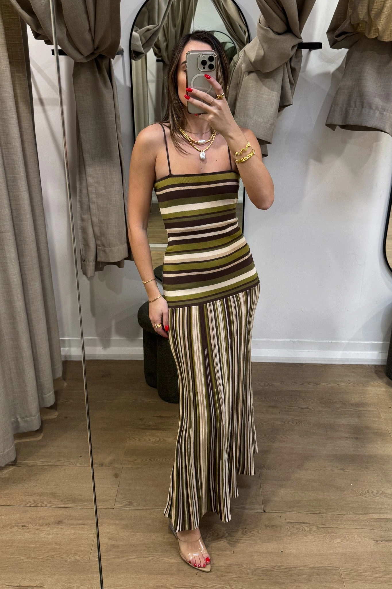 Handmade Essenia Knit Dress Espresso Pine Stripe