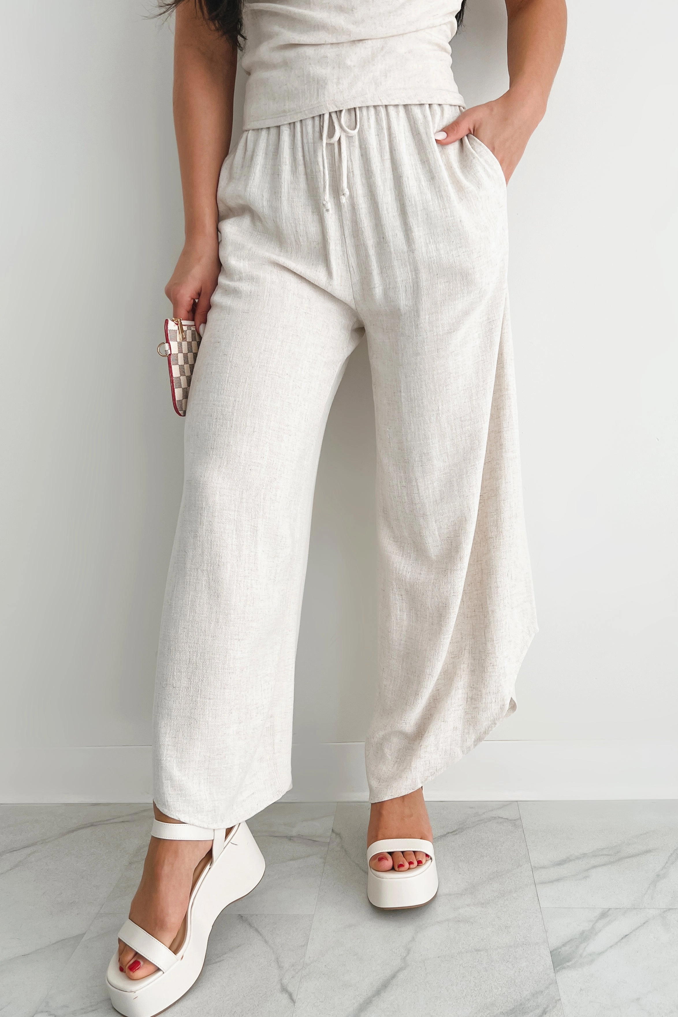 Breezy Hour High Rise Linen Pants (Oat) Sport Layer