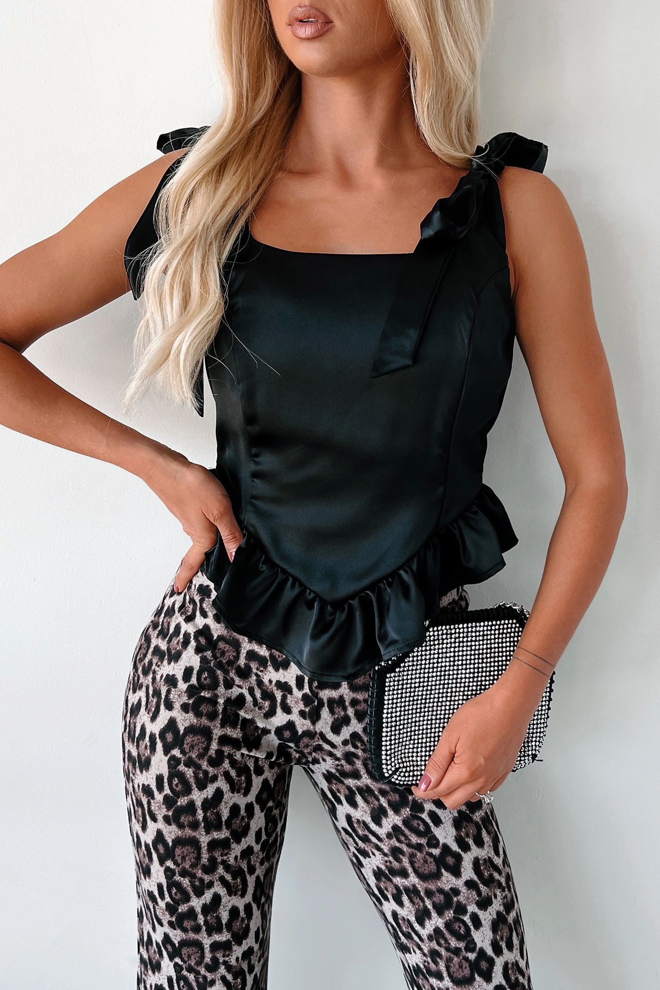 Wrinkle Resistant Garment Dyed Finish Bringing The Class Satin Top (Black)