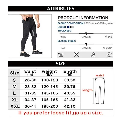 BROKIG Mens Gym Jogger Pants,Casual Slim Workout Sweatpants with Zipper Pockets Bodybuilding Athletic Pants(2 Pack-Black-Dary Grey,Small)