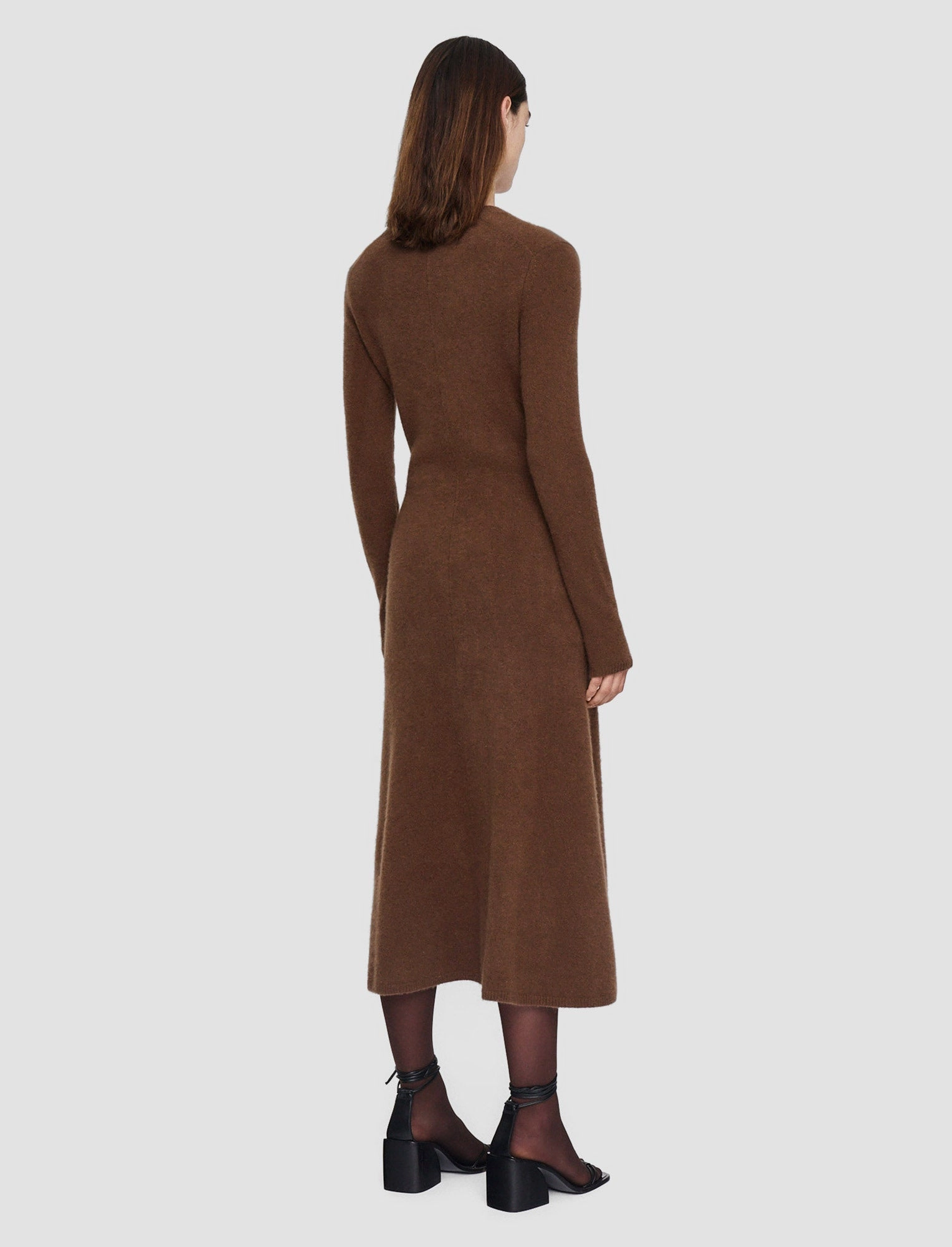 Pleated-Texture Brushed Cashmere Dress