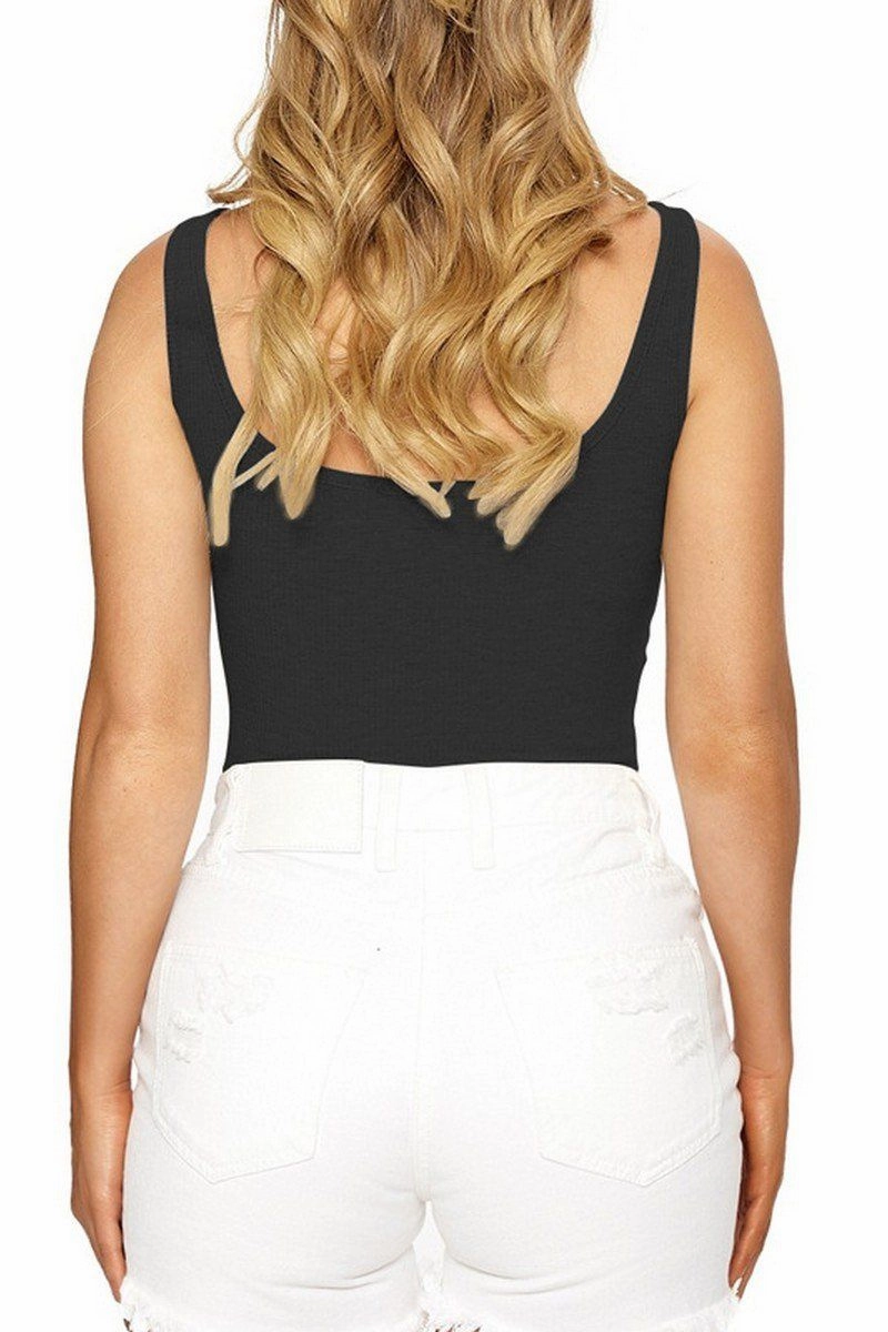 WOMEN SLIM FITTED BASIC DAILY CROP TANK TOP DoubleLayeredShoulders