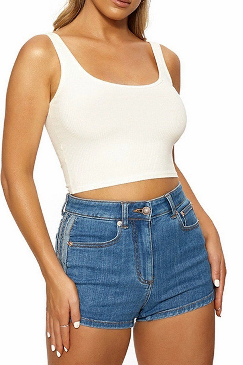 WindproofBarrierTechnology WOMEN SLIM FITTED BASIC DAILY CROP TANK TOP