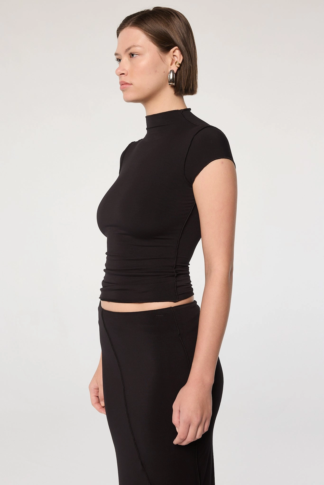 REESE MOCK NECK TOP Adjustable Hem Toggles ElasticTrimming