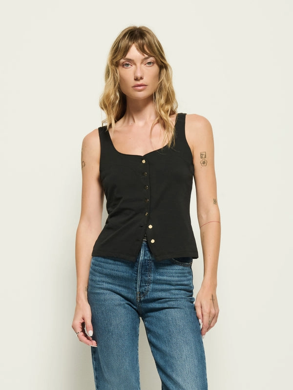 BRYA TANK Tapered Side Panels Layered Collar