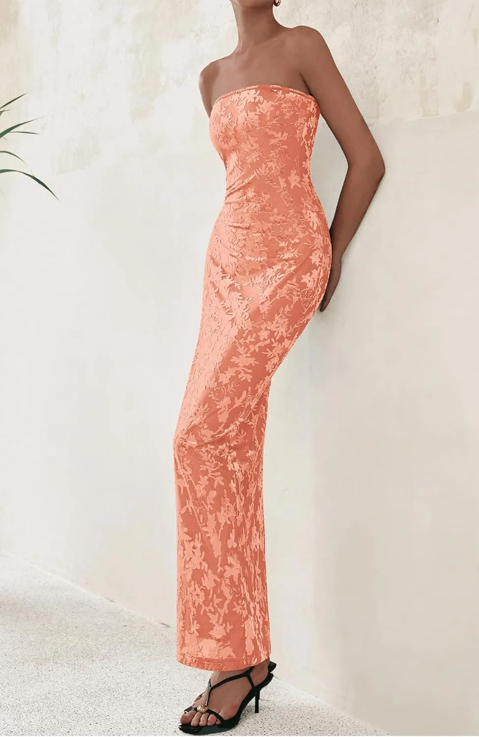 BTFBM Women Spring Dresses 2025 Elegant Wedding Guest Dresses Bodycon Tube Maxi Dress Split Floral Cocktail Dress