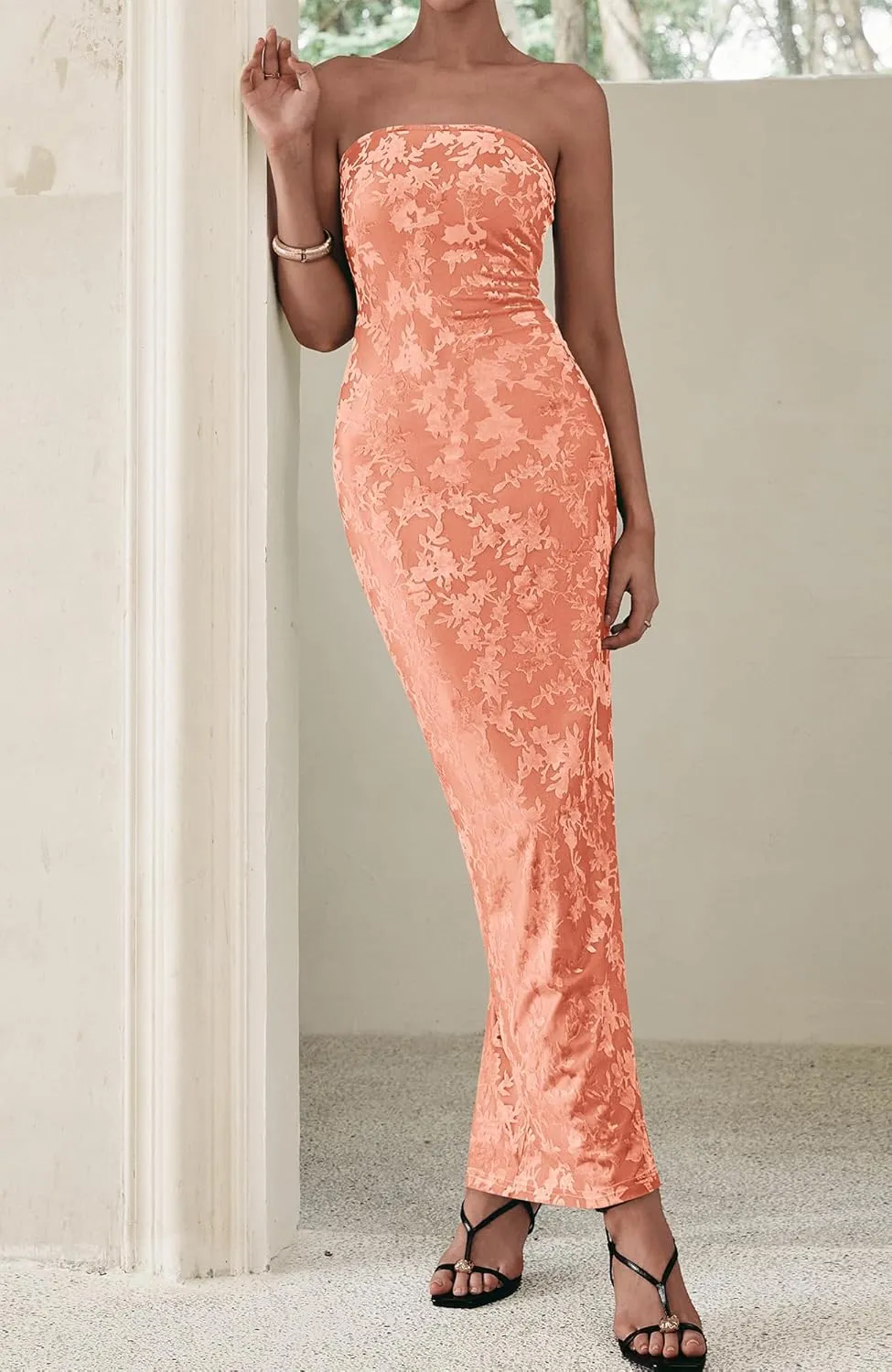 BTFBM Women Spring Dresses 2025 Elegant Wedding Guest Dresses Bodycon Tube Maxi Dress Split Floral Cocktail Dress
