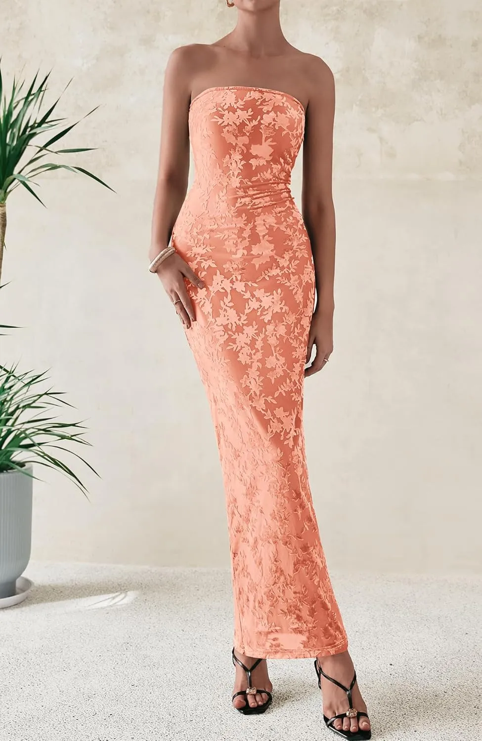 BTFBM Women Spring Dresses 2025 Elegant Wedding Guest Dresses Bodycon Tube Maxi Dress Split Floral Cocktail Dress