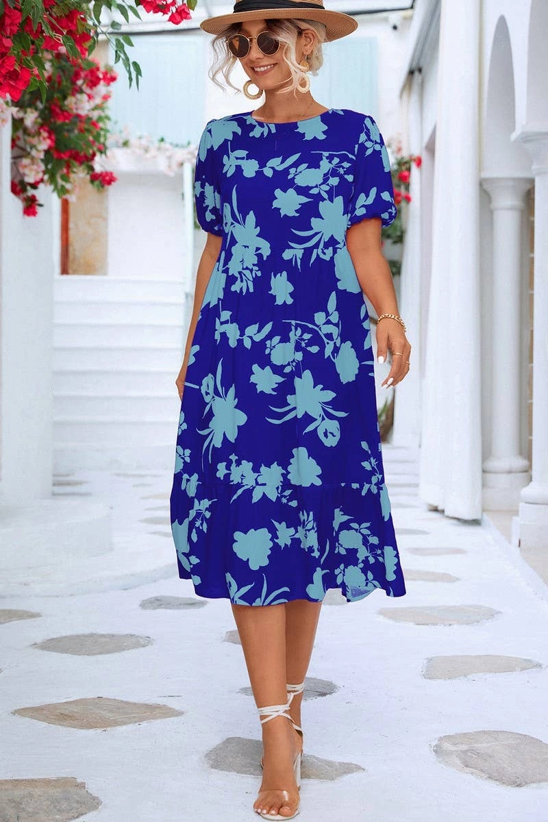 Inclusive Fit BUBBLE SLEEVE PRINTED DRESS_CWDSD2646