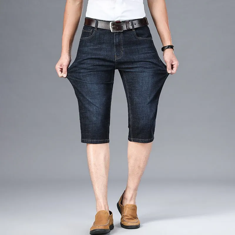 Business High Waist Men's Slim Cropped Trousers