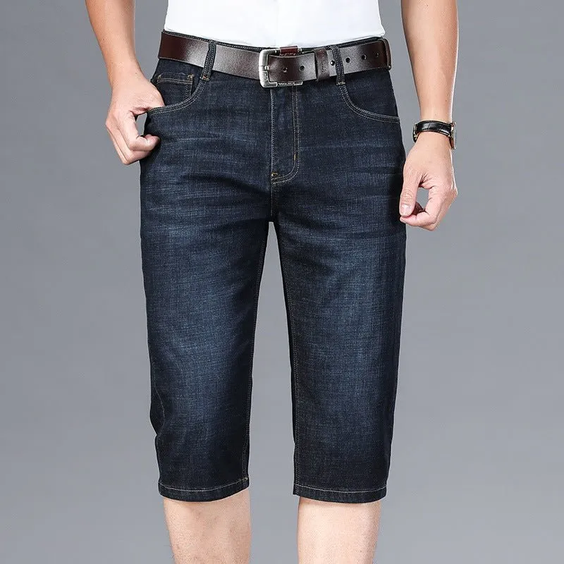 Business High Waist Men's Slim Cropped Trousers