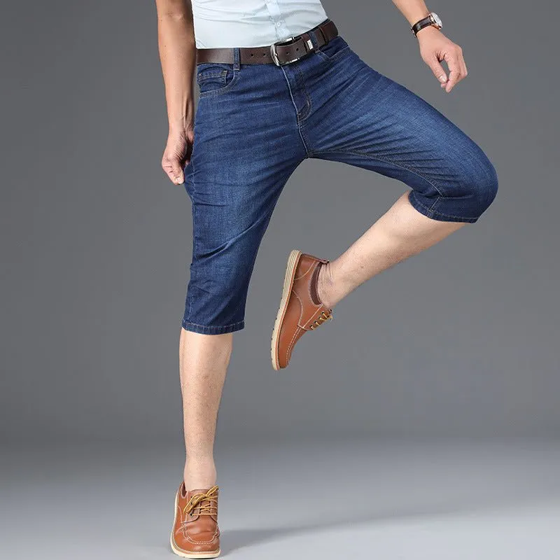 Business High Waist Men's Slim Cropped Trousers