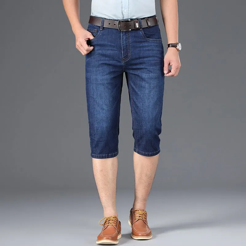 Business High Waist Men's Slim Cropped Trousers