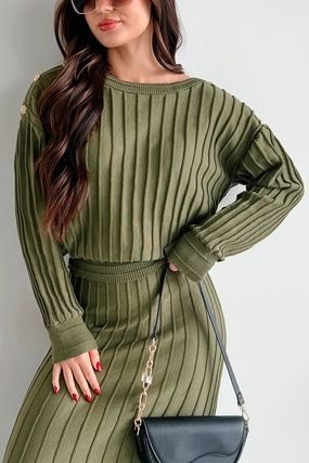 Business Talks Button Detailed Sweater (Olive) Soft Touch Blend