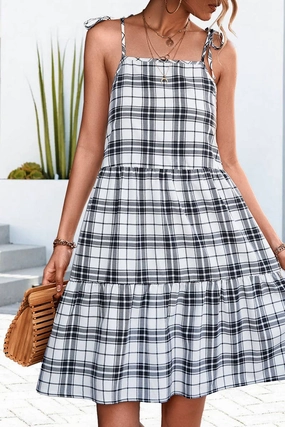 CLASSIC PLAID PATCHWORK HALTER DRESS_CWDSD2662 Mix-And-Match