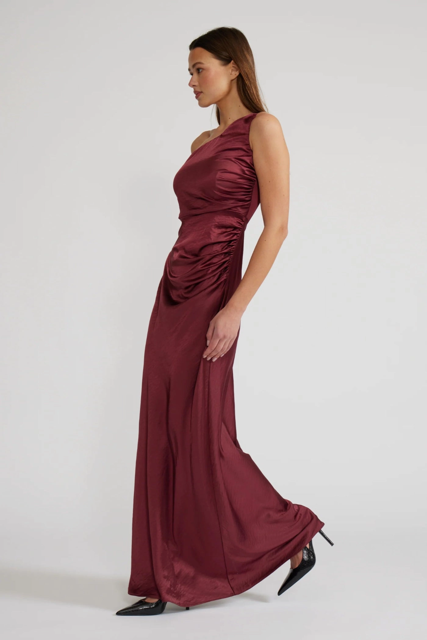 Elegant Waist Fit DeepPocketStyle MILENA ONE SHOULDER DRESS