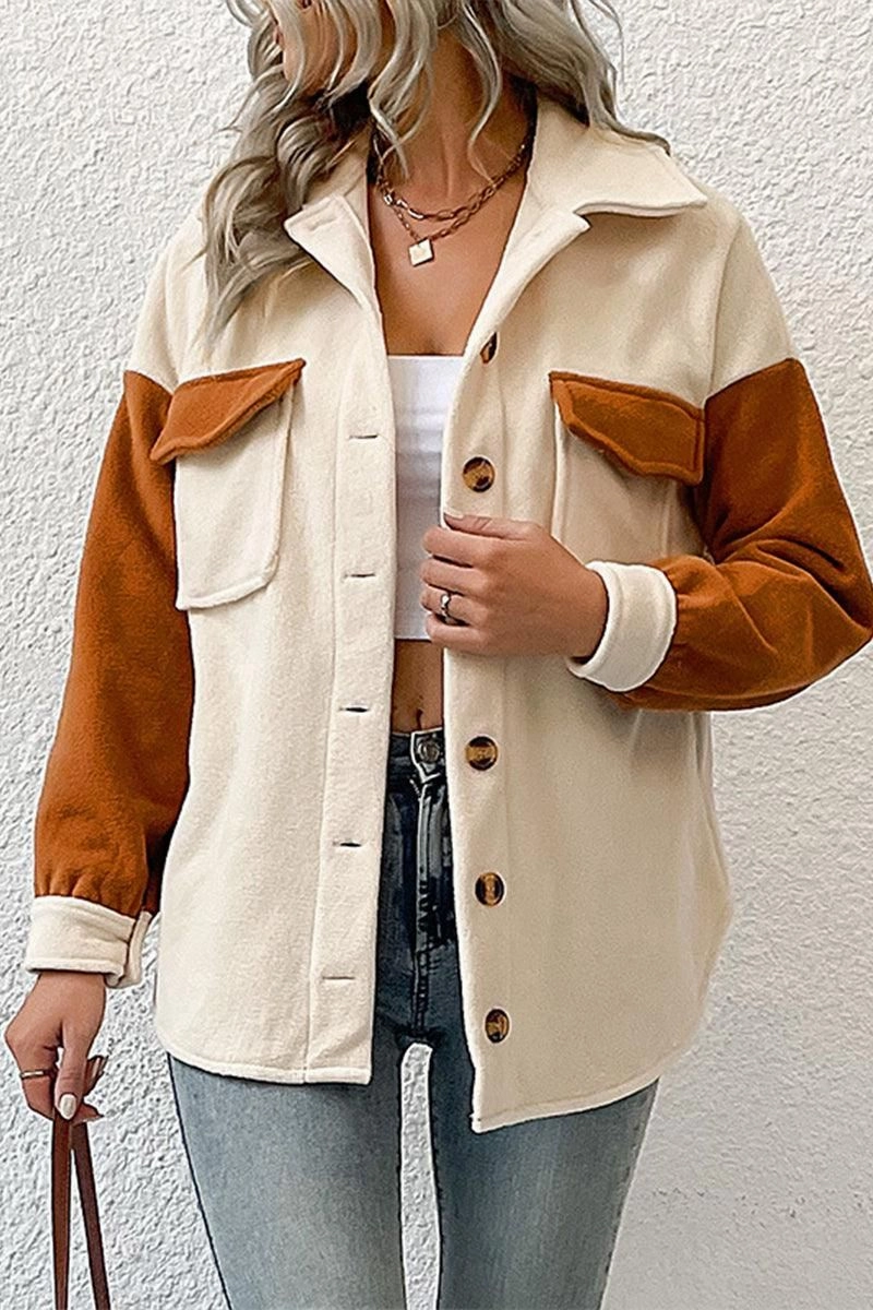 FrictionResistant Trim BUTTON DOWN LAPEL JACKET WITH POCKETS