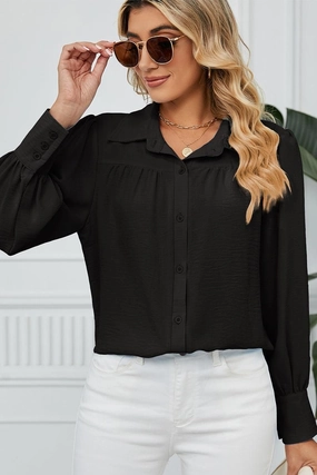 RollUpSleeves summer look BUTTON DOWN LONG SLEEVE CHIFFON BLOUSE SHIRTS