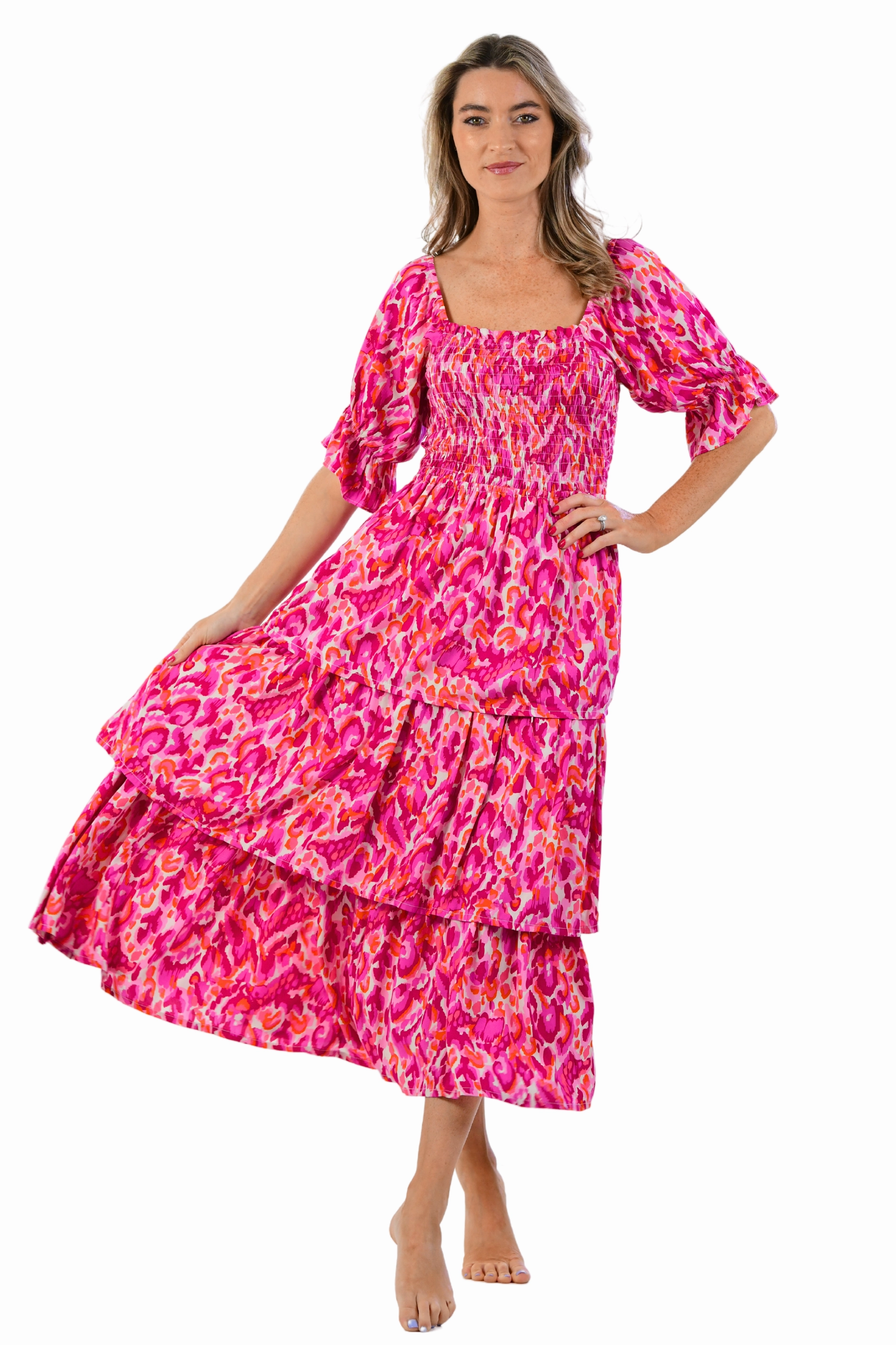 Stylish Waist Fit Reese Dress / Magenta