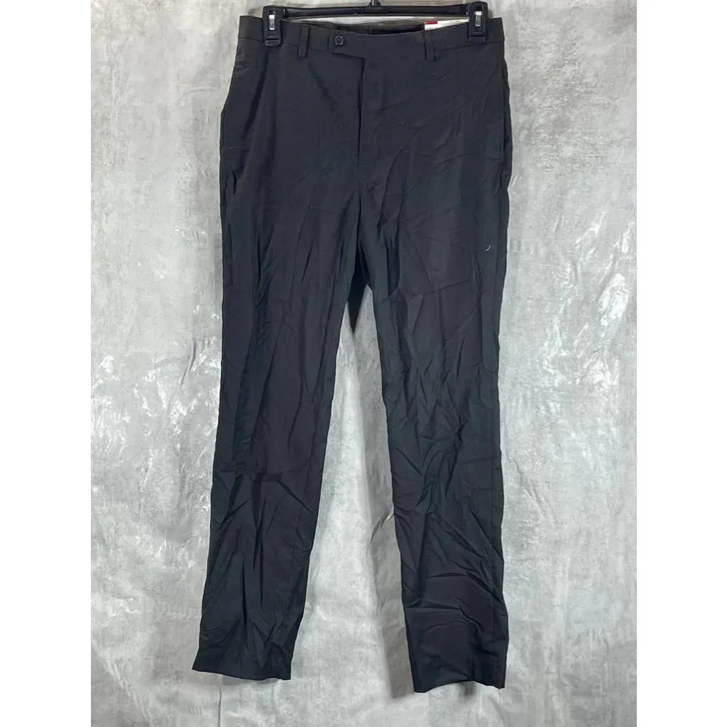 CALVIN KLEIN Men's Black Solid Slim-Fit Flat Front Dress Pants SZ 32X32