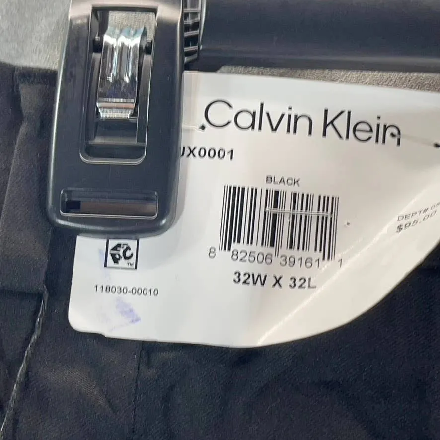 CALVIN KLEIN Men's Black Solid Slim-Fit Flat Front Dress Pants SZ 32X32