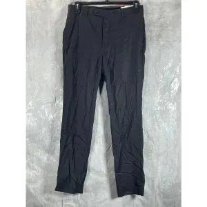 CALVIN KLEIN Men's Black Solid Slim-Fit Flat Front Dress Pants SZ 32X32