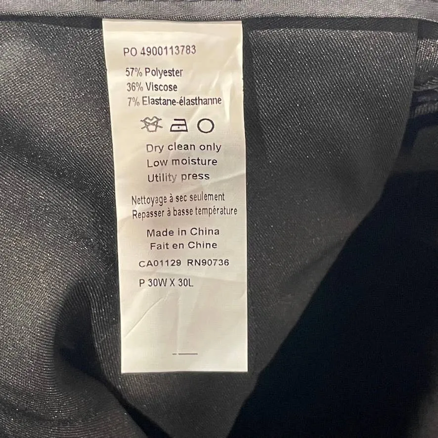 CALVIN KLEIN Men's Dark Grey Knit Slim-Fit Flat Front Suit Separate Pants SZ 30