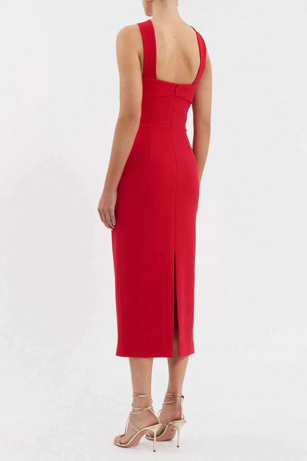 Cameron Asymmetrical Midi Red Minimalist fit-and-flare Relaxed Look