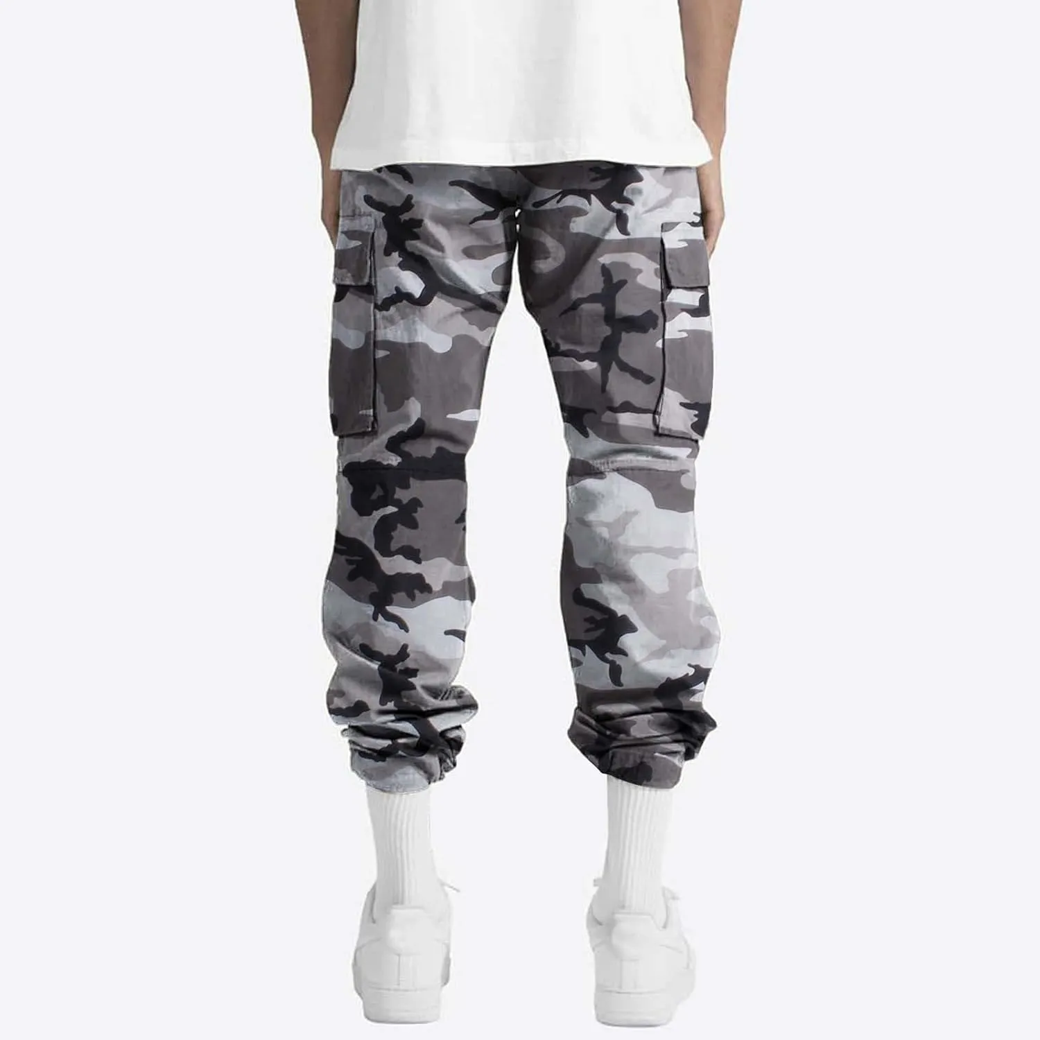 Camo Cargo Pants for Men Loose Fit Casual Lightweight Straight Cargo Sweatpants with Pockets Outdoor Hiking Joggers
