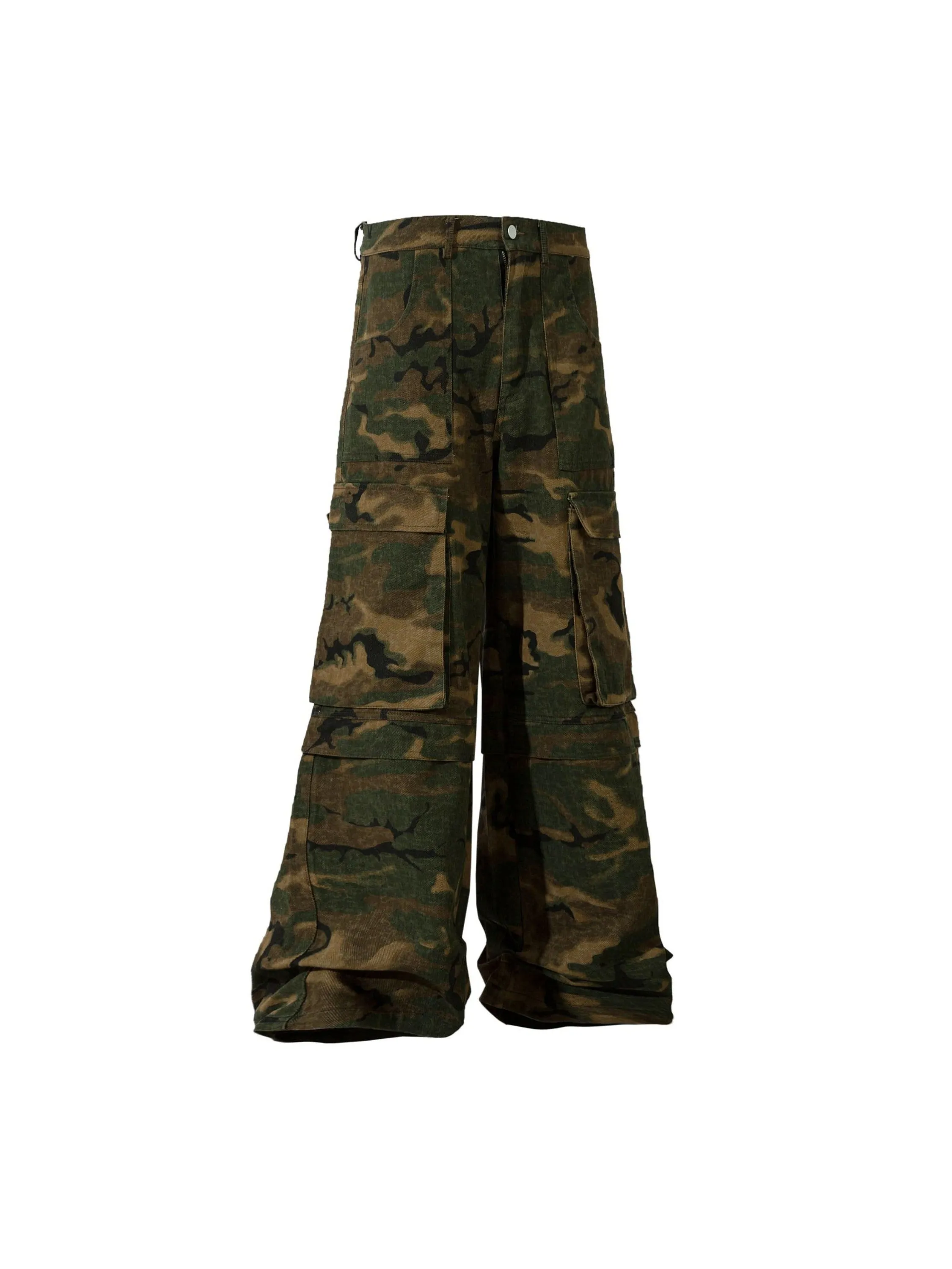 Camouflage Oversize Denim Cargo Pants