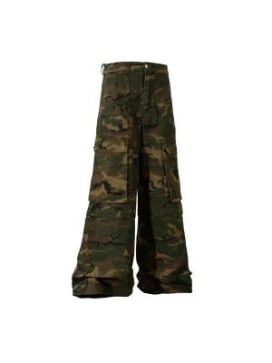 Camouflage Oversize Denim Cargo Pants