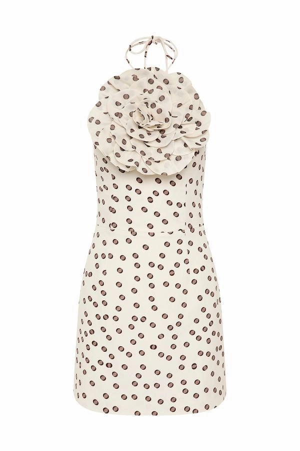 Candice Mini Dress Ivory Polka Dot Edgy-Look