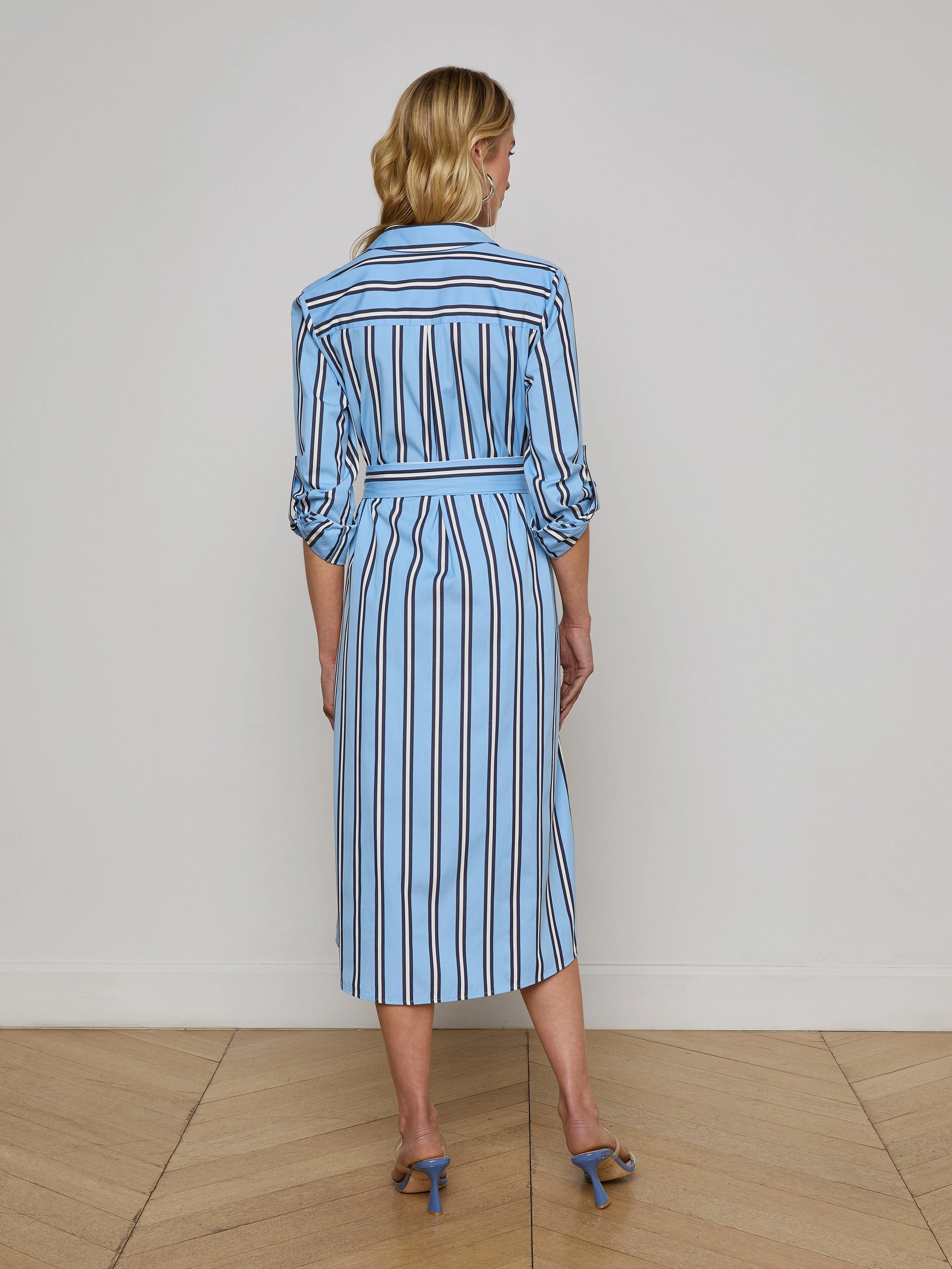 Jubilee Midi Shirtdress Sky Blue/Midnight Stripe Rose Flush Effortless Mood