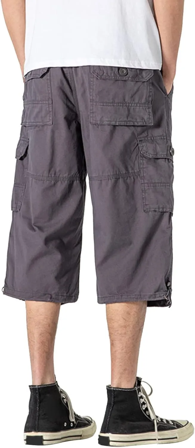 Capri Cargo Pants for Men Fashion Work Hiking Joggers Stretch Ripstop Utility Outdoor Pants with Multiple Pockets