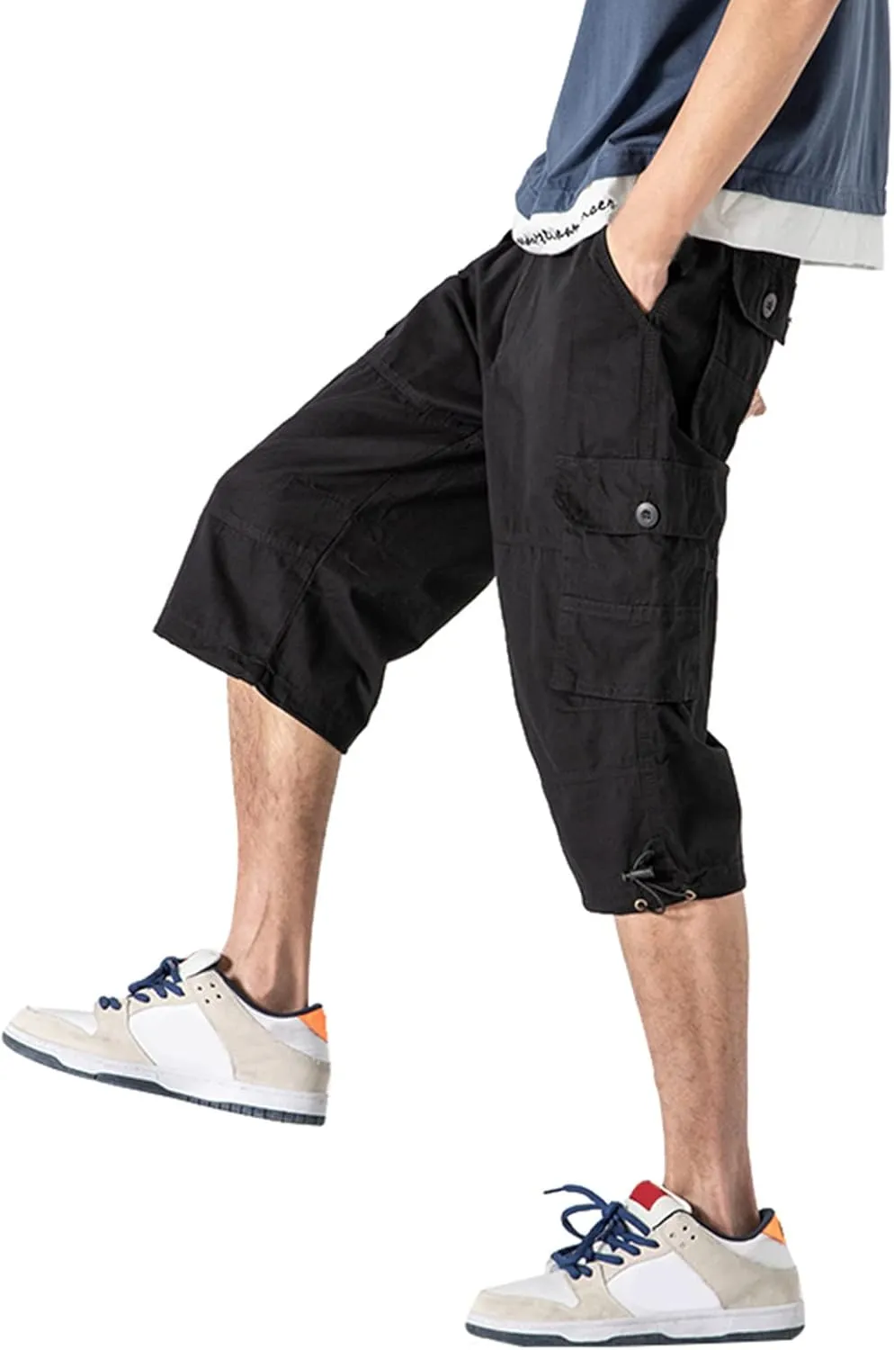 Capri Cargo Pants for Men Fashion Work Hiking Joggers Stretch Ripstop Utility Outdoor Pants with Multiple Pockets