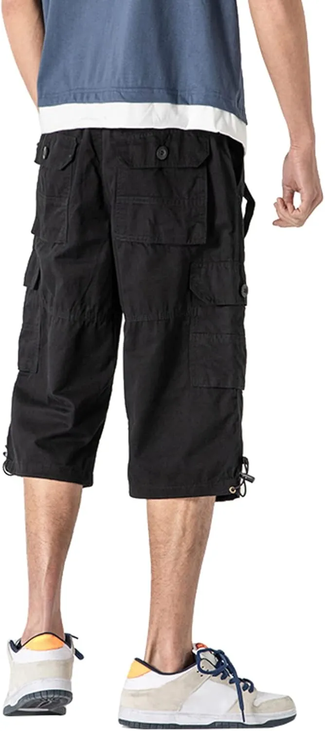 Capri Cargo Pants for Men Fashion Work Hiking Joggers Stretch Ripstop Utility Outdoor Pants with Multiple Pockets