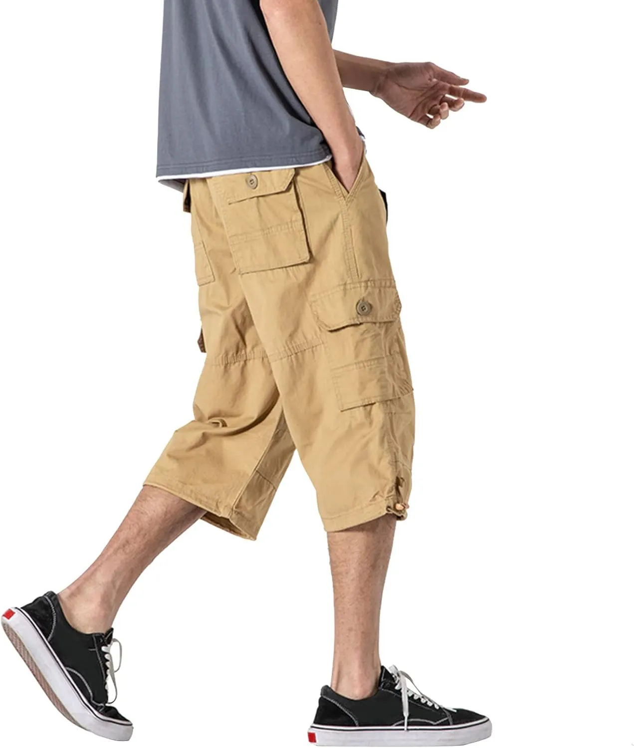 Capri Cargo Pants for Men Fashion Work Hiking Joggers Stretch Ripstop Utility Outdoor Pants with Multiple Pockets