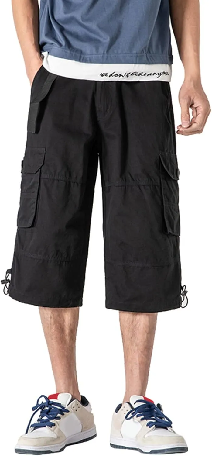 Capri Cargo Pants for Men Fashion Work Hiking Joggers Stretch Ripstop Utility Outdoor Pants with Multiple Pockets