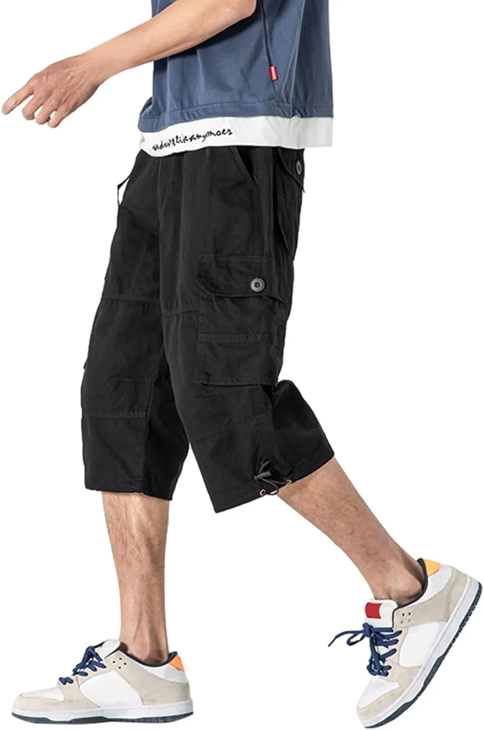 Capri Cargo Pants for Men Fashion Work Hiking Joggers Stretch Ripstop Utility Outdoor Pants with Multiple Pockets